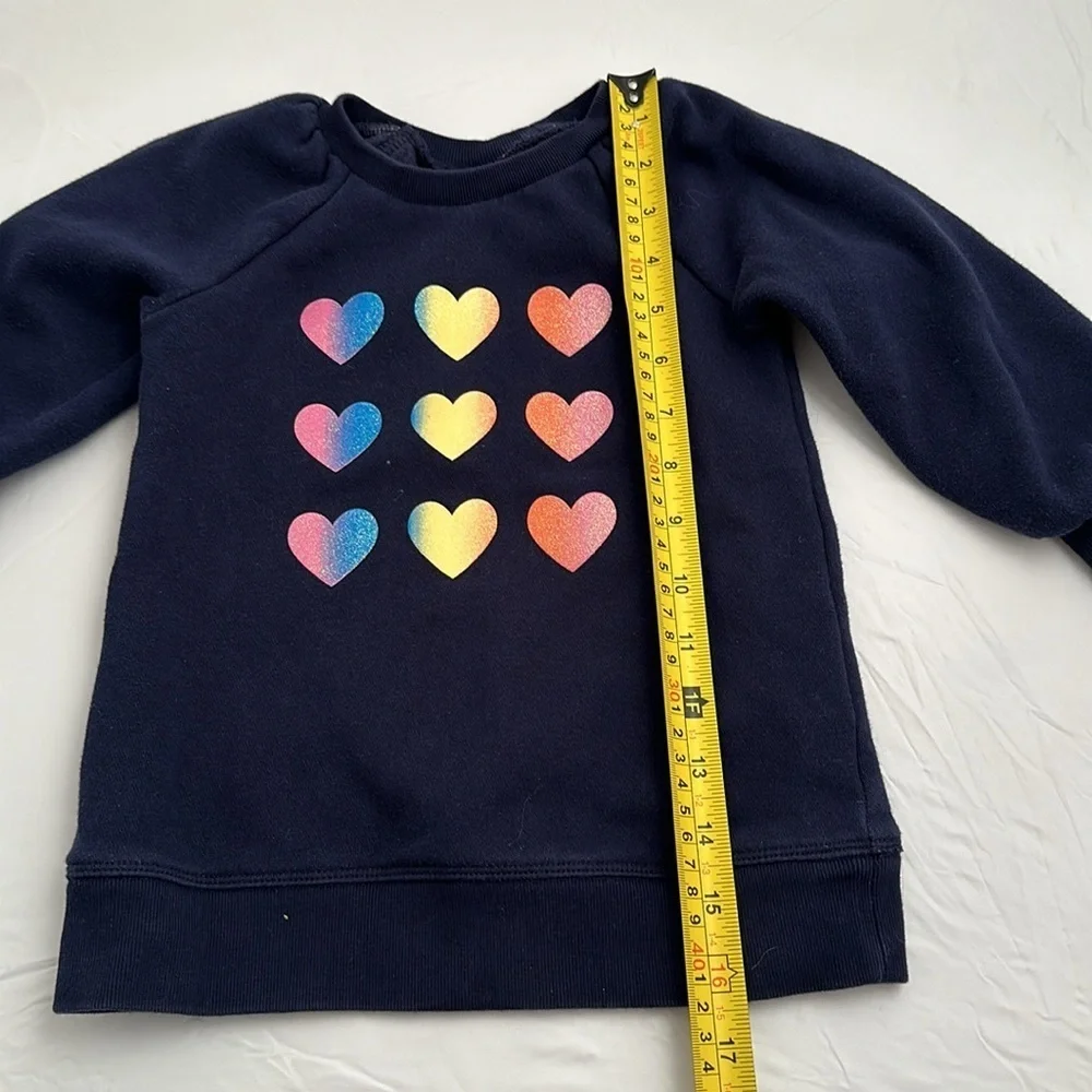 Gap navy blue multicolor heart graphic long sleeve crew neck pullover sweatshirt